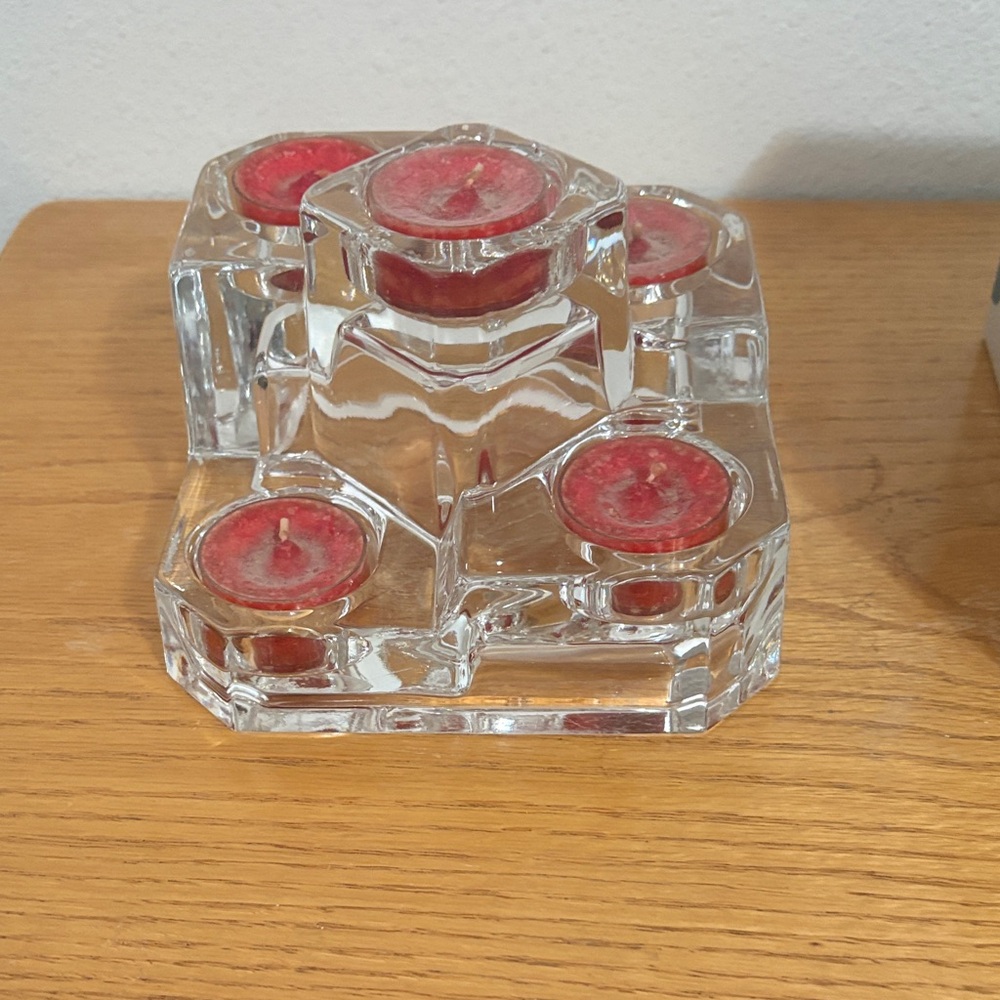 PartyLite Crystal Candle Holder with Red Tealights